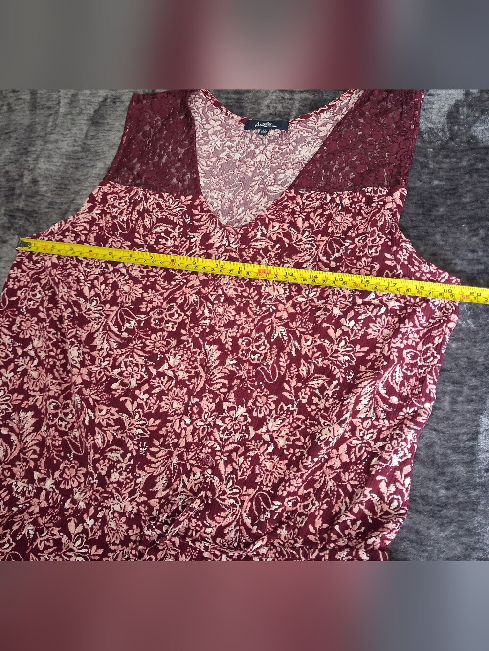 Angels Maroon Floral Sleeveless Top Womens XL Button Accents - Picture 9 of 11